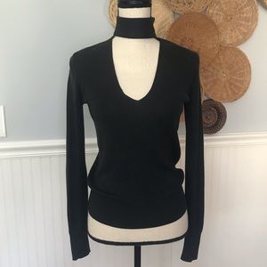 Theory Cashmere Silk Blend Choker Collar V Neck